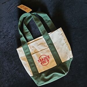 Trader Joe's Mini Canvas Tote Bag, Forest Green